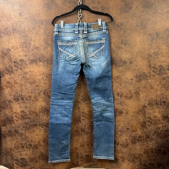 BKE Addison 26R Blue Heavy Thread Rodeo Western Women's 26" x 31 1/2" Jean - Picture 5 of 10